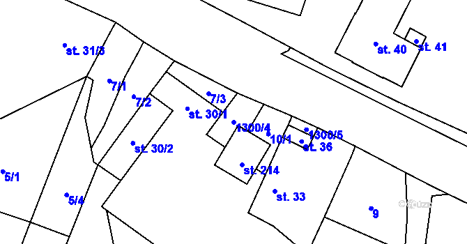 Parcela st. 1300/4 v KÚ Doňov, Katastrální mapa