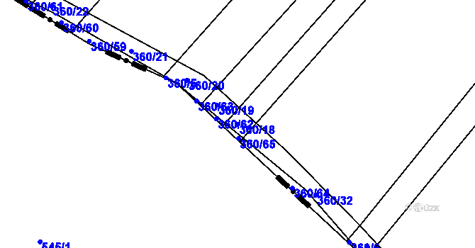 Parcela st. 360/18 v KÚ Doňov, Katastrální mapa
