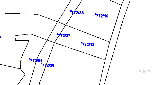 Parcela st. 772/12 v KÚ Doňov, Katastrální mapa