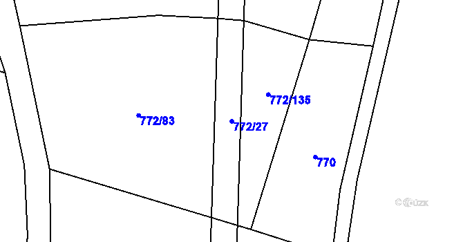 Parcela st. 772/27 v KÚ Doňov, Katastrální mapa