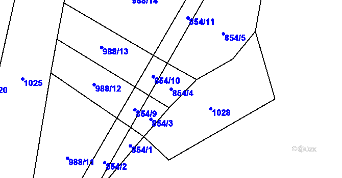 Parcela st. 854/4 v KÚ Doňov, Katastrální mapa