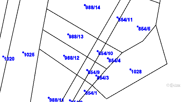 Parcela st. 854/10 v KÚ Doňov, Katastrální mapa