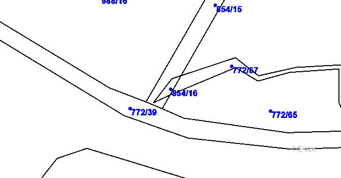 Parcela st. 854/16 v KÚ Doňov, Katastrální mapa