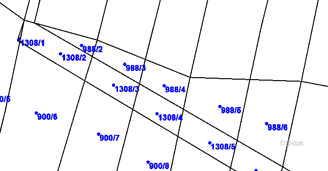 Parcela st. 988/4 v KÚ Doňov, Katastrální mapa