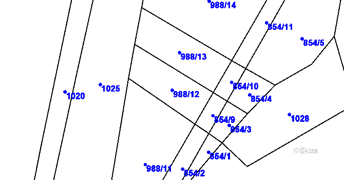 Parcela st. 988/12 v KÚ Doňov, Katastrální mapa