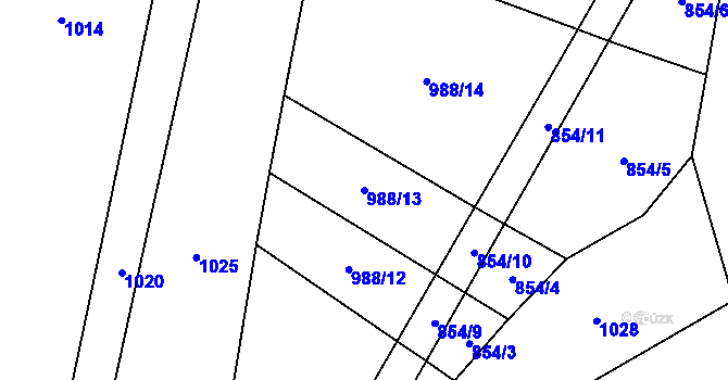 Parcela st. 988/13 v KÚ Doňov, Katastrální mapa