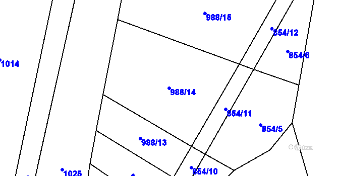 Parcela st. 988/14 v KÚ Doňov, Katastrální mapa