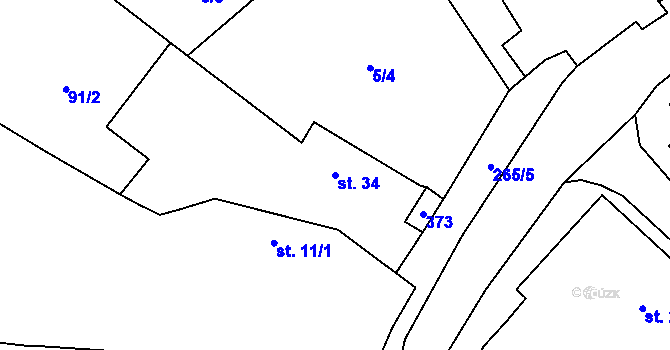 Parcela st. 34 v KÚ Doubek, Katastrální mapa
