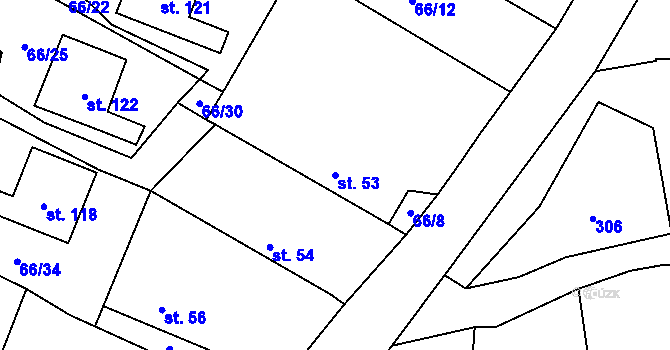 Parcela st. 53 v KÚ Doubek, Katastrální mapa