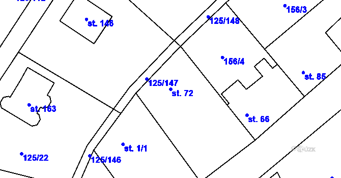 Parcela st. 72 v KÚ Doubek, Katastrální mapa