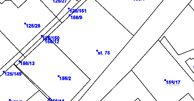 Parcela st. 75 v KÚ Doubek, Katastrální mapa