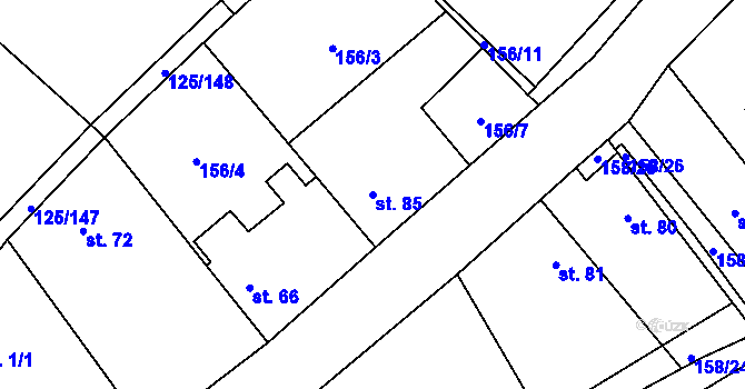 Parcela st. 85 v KÚ Doubek, Katastrální mapa