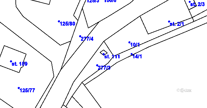 Parcela st. 111 v KÚ Doubek, Katastrální mapa