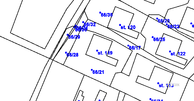 Parcela st. 119 v KÚ Doubek, Katastrální mapa