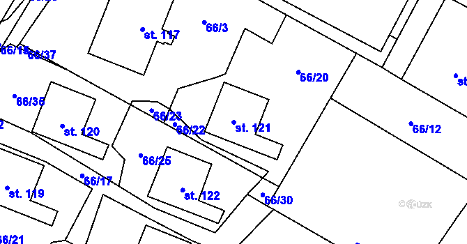 Parcela st. 121 v KÚ Doubek, Katastrální mapa