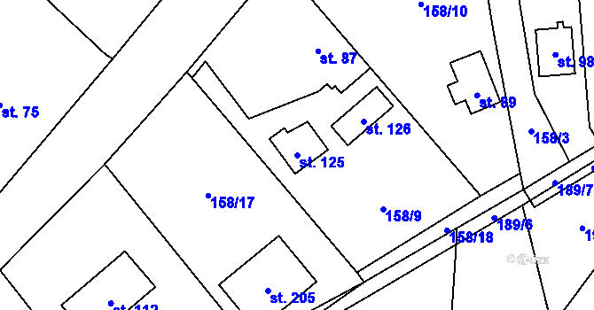 Parcela st. 125 v KÚ Doubek, Katastrální mapa
