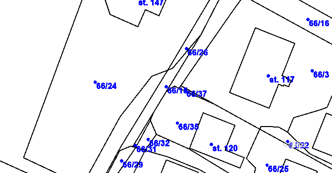 Parcela st. 66/15 v KÚ Doubek, Katastrální mapa