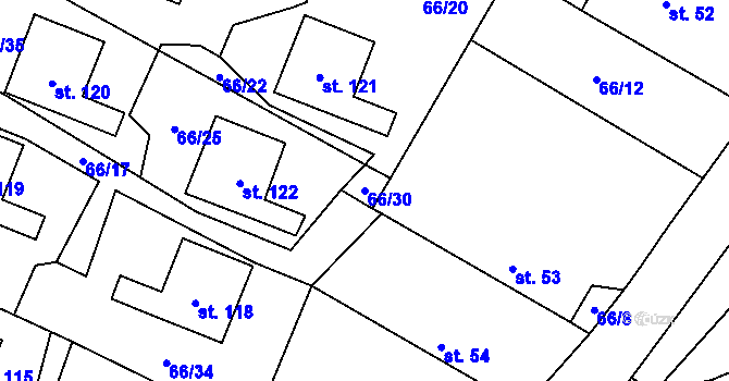 Parcela st. 66/30 v KÚ Doubek, Katastrální mapa
