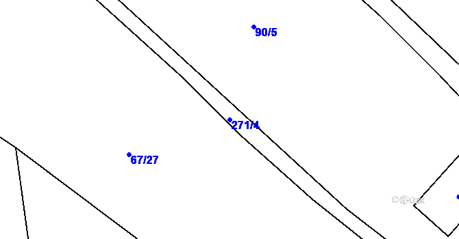 Parcela st. 271/4 v KÚ Doubek, Katastrální mapa