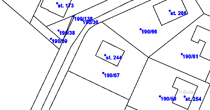 Parcela st. 244 v KÚ Doubek, Katastrální mapa