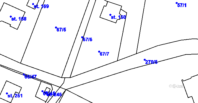 Parcela st. 67/7 v KÚ Doubek, Katastrální mapa