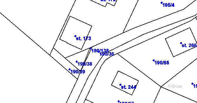 Parcela st. 190/36 v KÚ Doubek, Katastrální mapa