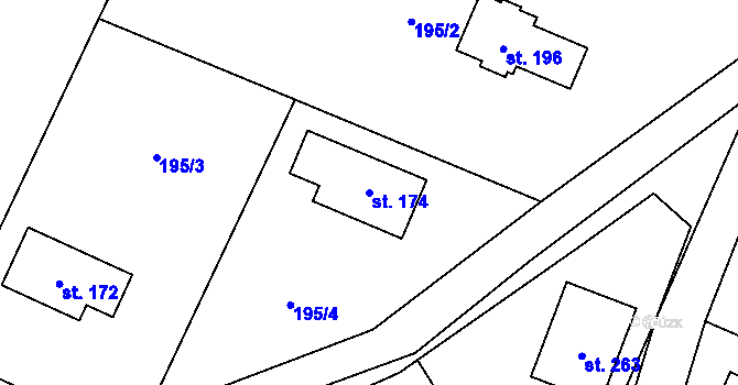 Parcela st. 174 v KÚ Doubek, Katastrální mapa