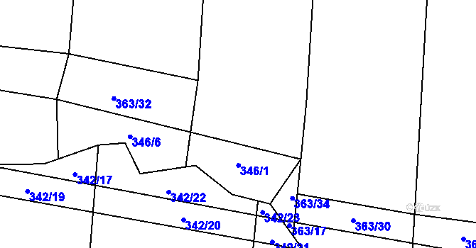 Parcela st. 363/33 v KÚ Doubek, Katastrální mapa