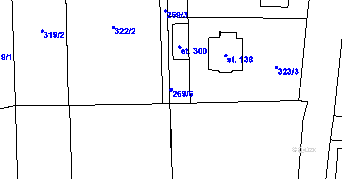 Parcela st. 269/6 v KÚ Doubek, Katastrální mapa