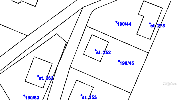 Parcela st. 252 v KÚ Doubek, Katastrální mapa
