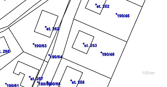 Parcela st. 253 v KÚ Doubek, Katastrální mapa