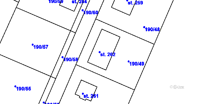 Parcela st. 262 v KÚ Doubek, Katastrální mapa