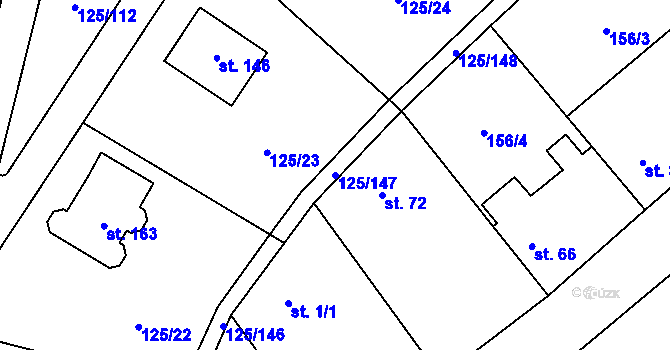Parcela st. 125/147 v KÚ Doubek, Katastrální mapa