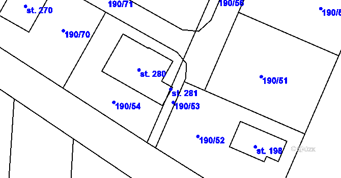Parcela st. 281 v KÚ Doubek, Katastrální mapa