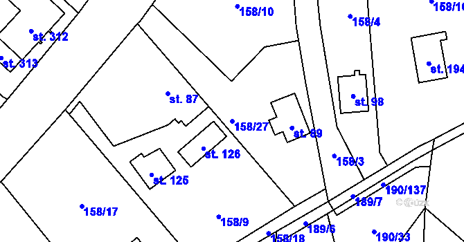 Parcela st. 158/27 v KÚ Doubek, Katastrální mapa