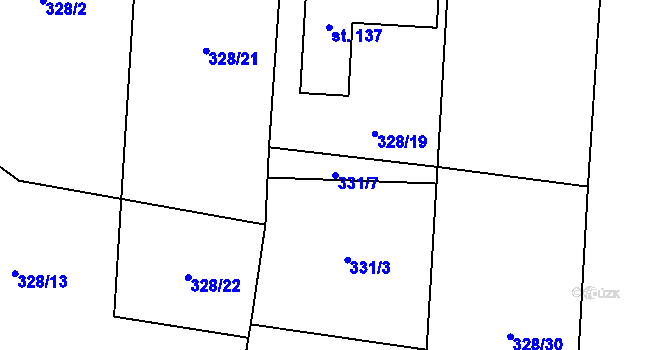 Parcela st. 331/7 v KÚ Doubek, Katastrální mapa