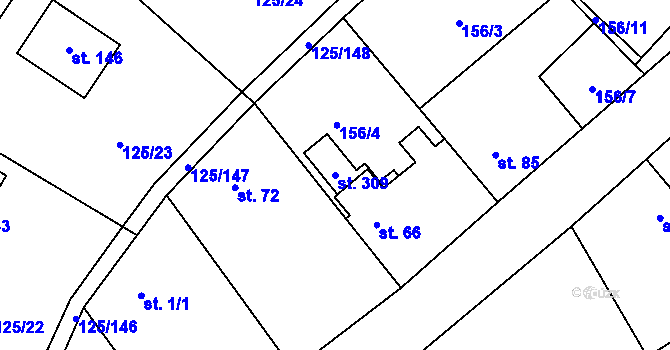 Parcela st. 309 v KÚ Doubek, Katastrální mapa