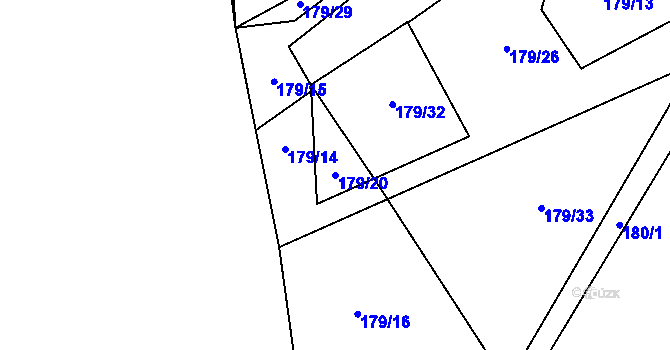 Parcela st. 179/20 v KÚ Cihelny, Katastrální mapa