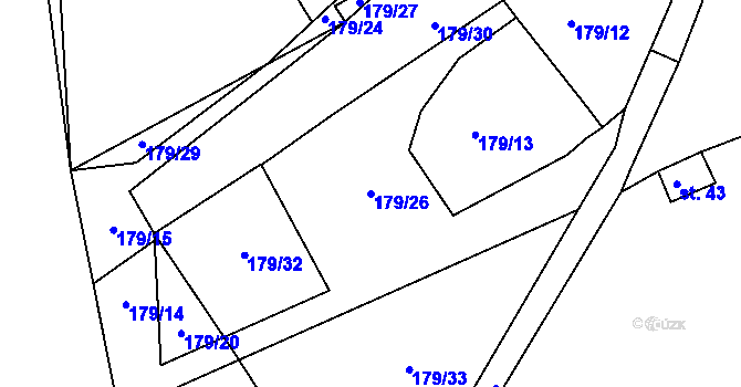 Parcela st. 179/26 v KÚ Cihelny, Katastrální mapa
