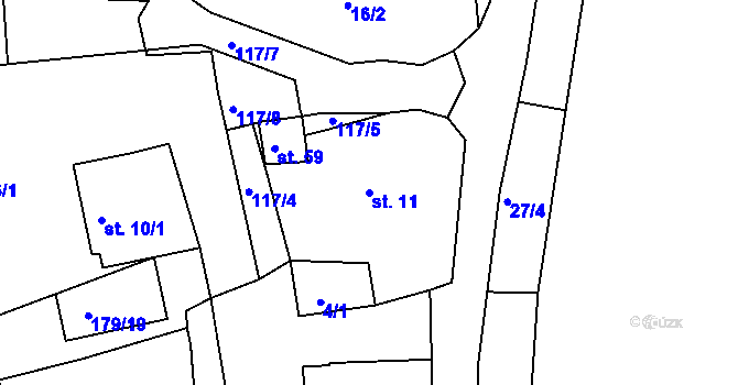 Parcela st. 11 v KÚ Cihelny, Katastrální mapa