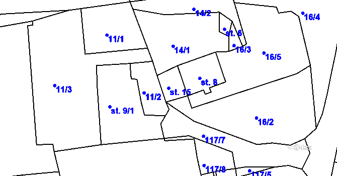 Parcela st. 15 v KÚ Cihelny, Katastrální mapa