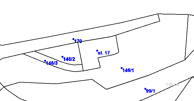Parcela st. 17 v KÚ Cihelny, Katastrální mapa
