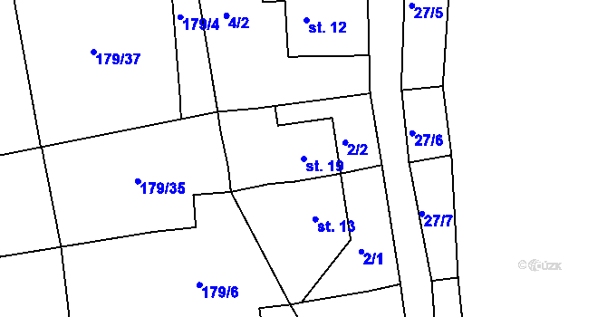 Parcela st. 19 v KÚ Cihelny, Katastrální mapa