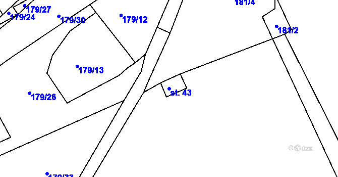 Parcela st. 43 v KÚ Cihelny, Katastrální mapa