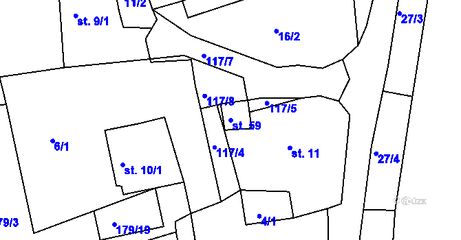 Parcela st. 59 v KÚ Cihelny, Katastrální mapa