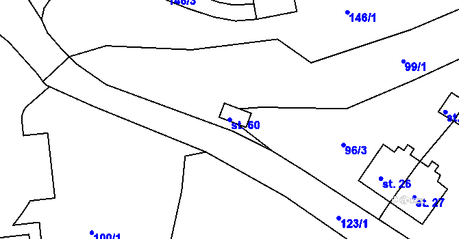 Parcela st. 60 v KÚ Cihelny, Katastrální mapa
