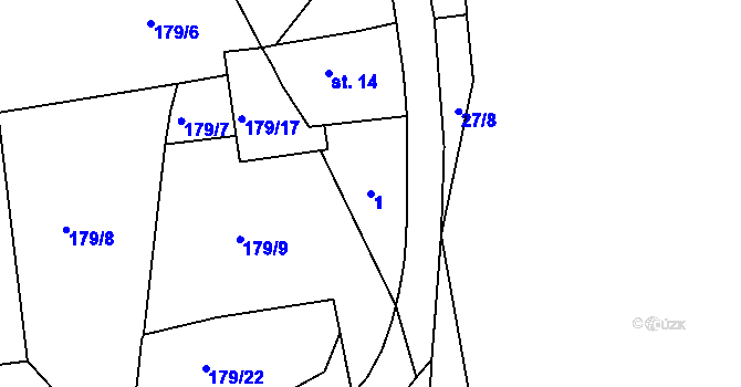 Parcela st. 1 v KÚ Cihelny, Katastrální mapa