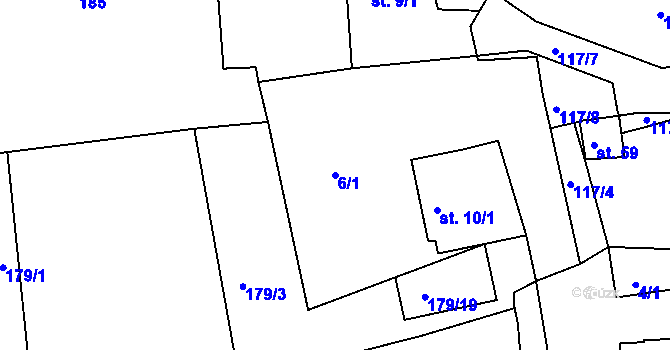 Parcela st. 6/1 v KÚ Cihelny, Katastrální mapa