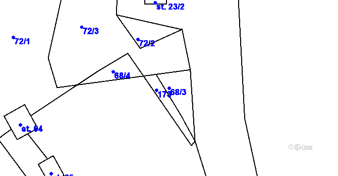 Parcela st. 68/3 v KÚ Cihelny, Katastrální mapa
