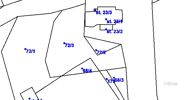 Parcela st. 72/2 v KÚ Cihelny, Katastrální mapa